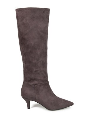 

JOURNEE COLLECTION Женские серо-серые ботинки с открытым носком Vellia Toe на каблуке «котенка», Серый, VELLIA-WC