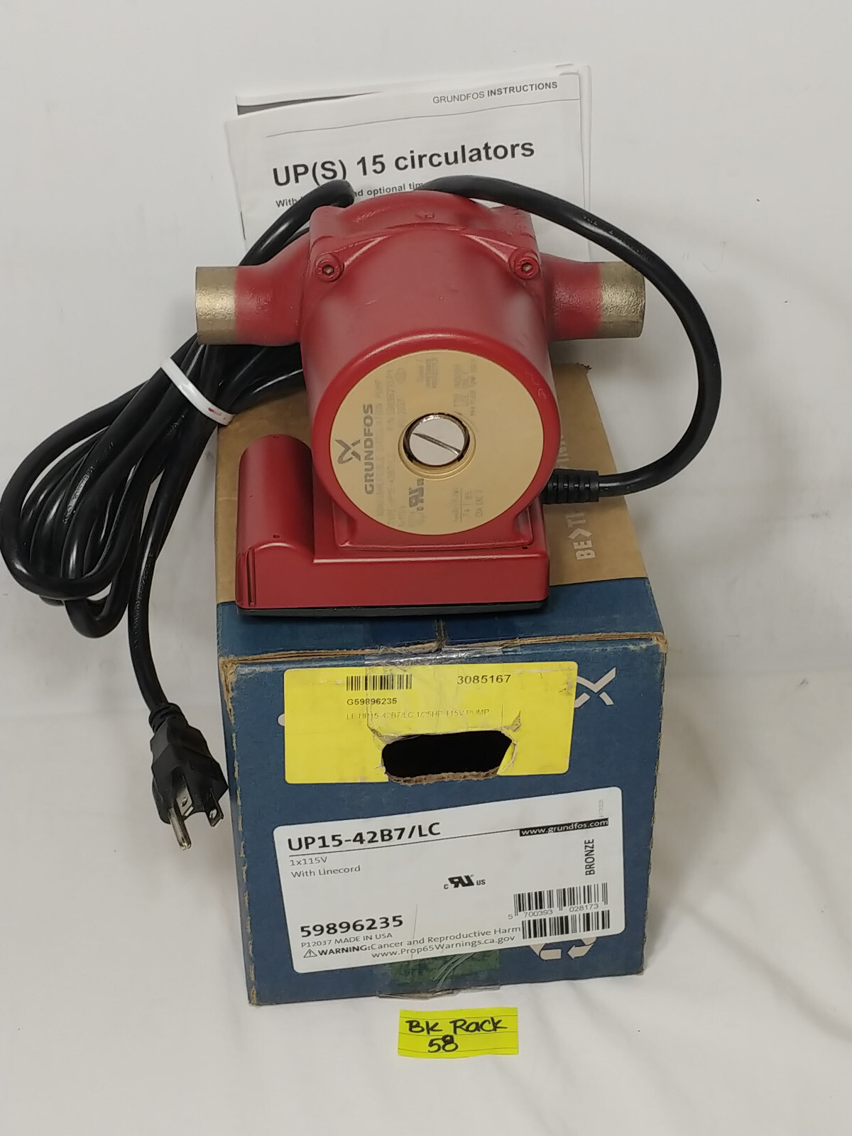 59896235 UP15-42B7/LC, Grundfos Nonsubmersible Circulation