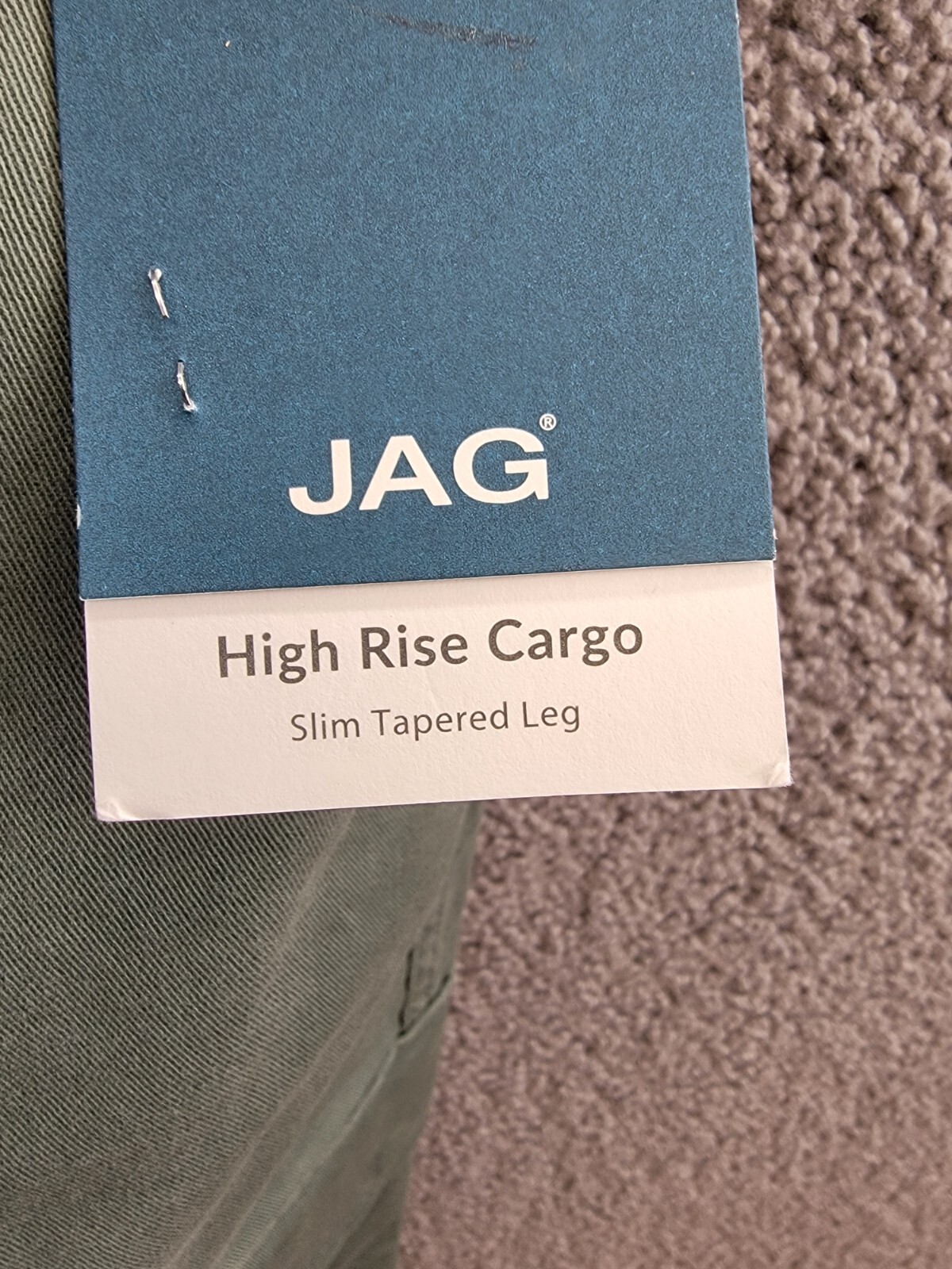 JAG High Rise Stretch Slim Tapered Leg Cargo Pants Women's 12/27 Sage Button Zip - Picture 17 of 18