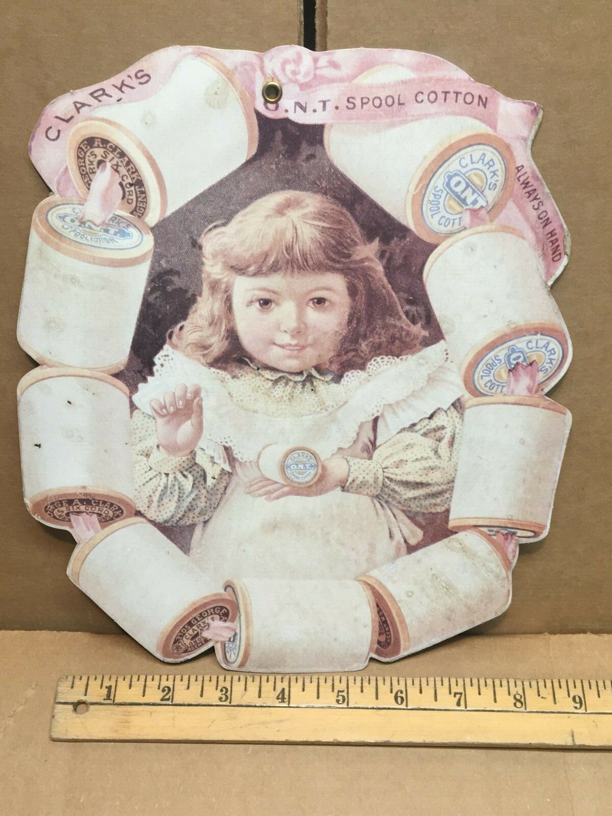 Clark's Spool Cotton Thread Reprint Sign Victorian 8 and 3/4