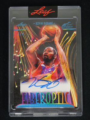 KEVIN DURANT 2023 LEAF ART OF SPORT FIBEROPTIC PLATINUM AUTOGRAPH 