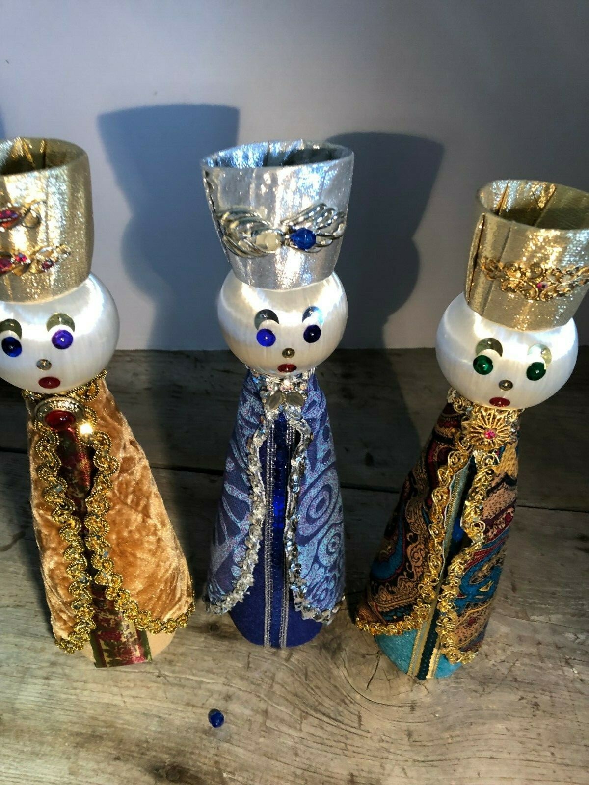 3 Kings Wise Men Nativity Christmas Decorations Vintage Retro Brocade Custom