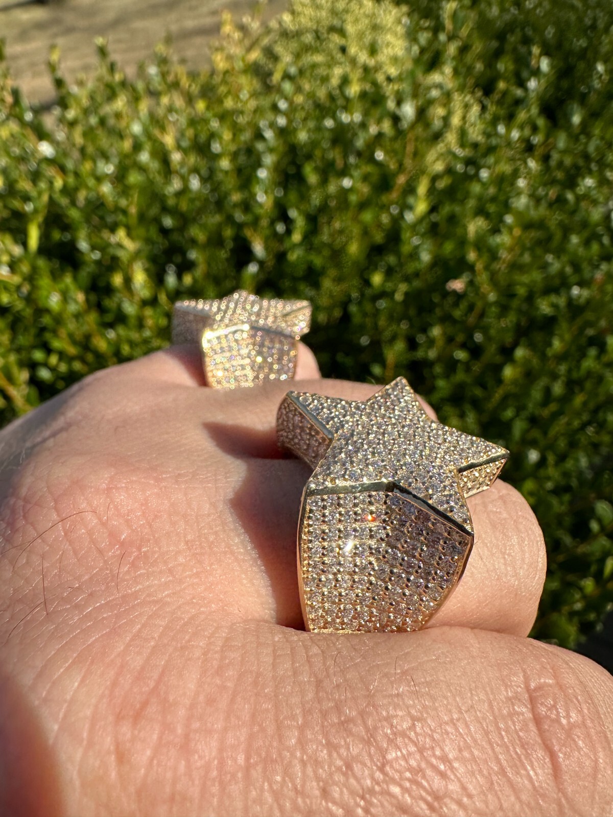 Pre-owned Silver 4.99ct Real Diamond Hip Hop Solid 14k Yellow Gold Iced Star Ring Size 7-13 22g