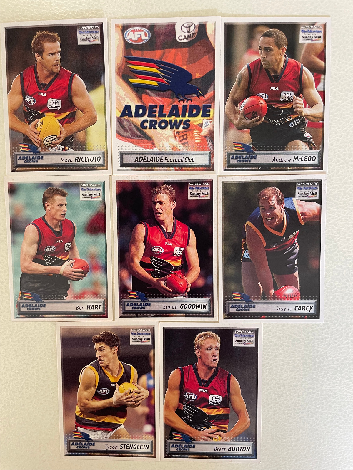 2003 ADVERTISER / SUNDAY MAIL Adelaide Crows Team set - 8 Cards