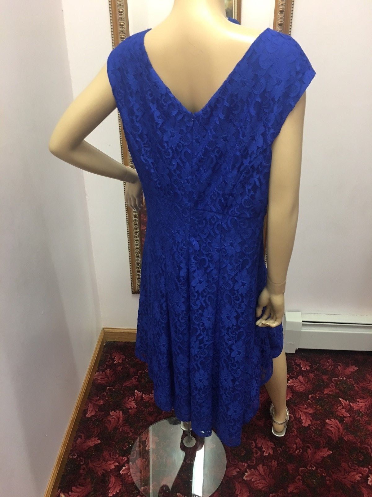 Brand New With Tags Ralph Lauren Royal Blue Lace Cocktail Dress 16W