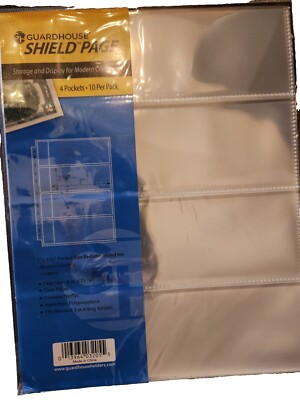 10 Pack Guardhouse Shield 4 Pocket Modern Currency Storage Display Pages