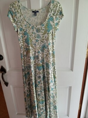 Chaps By Ralph Lauren Size S Floral Peacock All Over Print Multicolor Maxi Dress