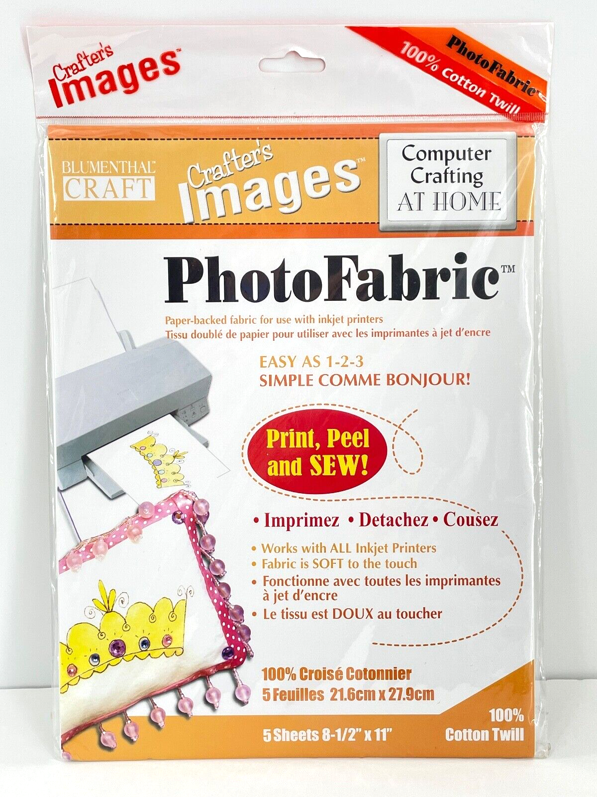 Blumenthal Craft Photo Fabric 100% Cotton Twill Inkjet Printer Computer Crafting