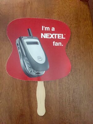 VINTAGE NEXTEL MOBILE PHONE AD PAPER HAND FAN I'M A NEXTEL FAN