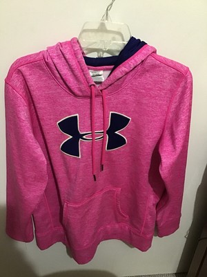 Under Armor Sweatshirt Womens Medium Pink Pullover Hoodie Cold Gear Logo