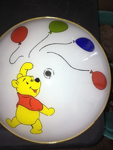 Vintage Walt Disney Winnie the Pooh Glass Ceiling Light Fixture Shade 15