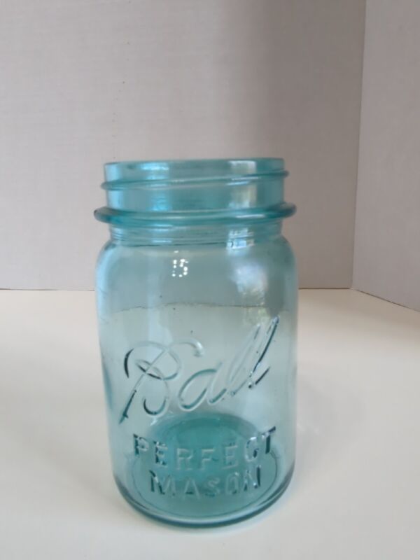 Vintage Aqua Blue Ball Perfect Mason 1qt Jar 1 Pint #7 No Lid
