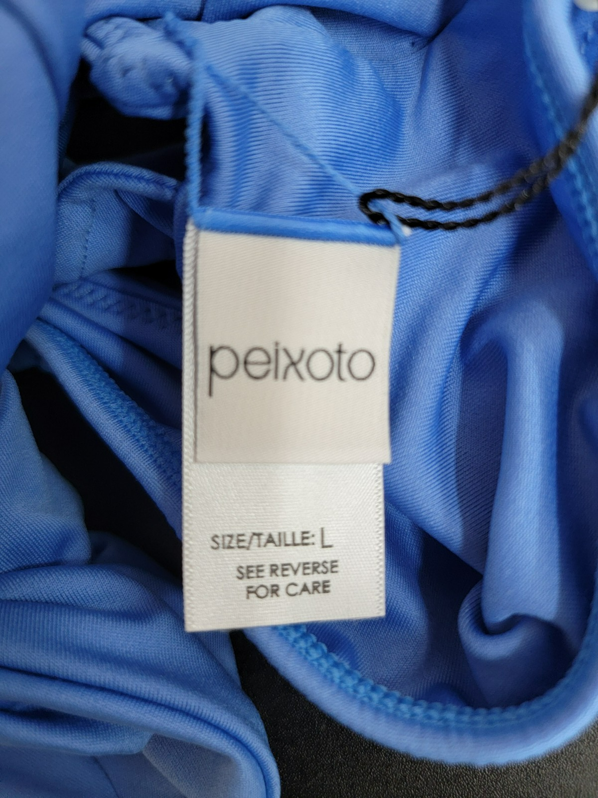 Peixoto Amara Bikini Top Women's L Lazuli Blue Knot Front Ruffle Sleeve Pullover - Picture 16 of 18