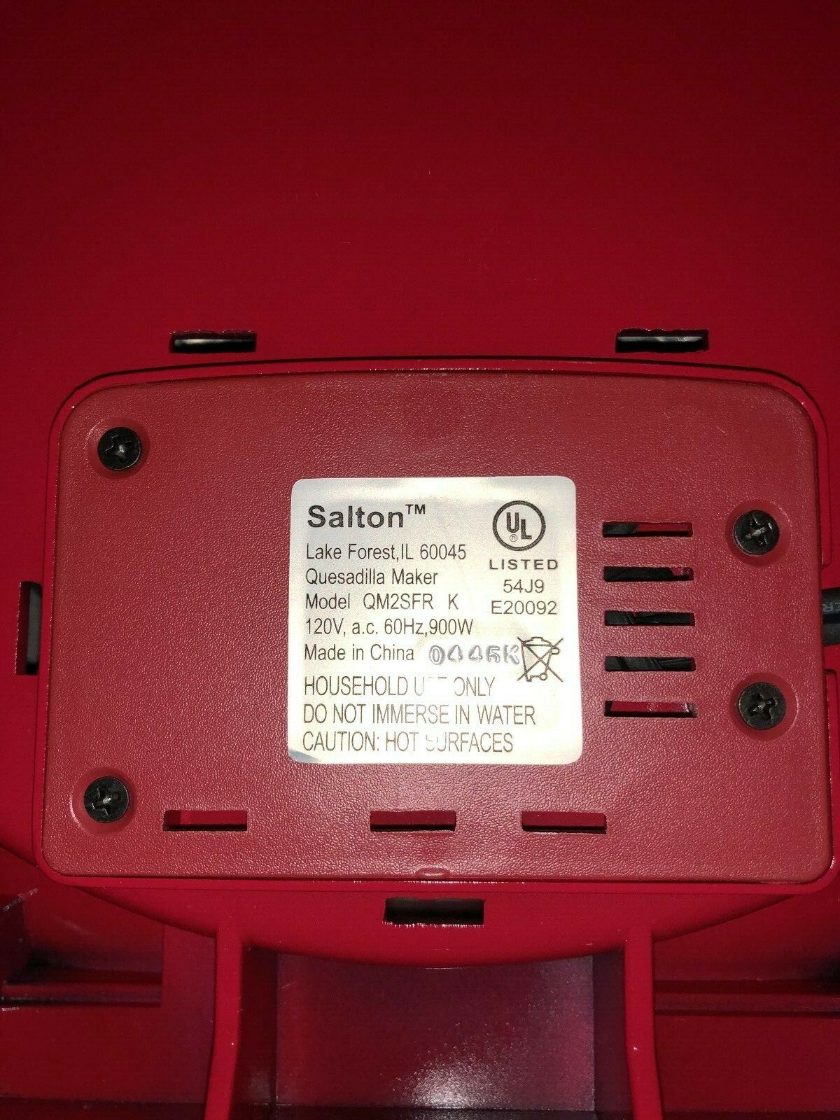 Quality Santa Fe Quesadilla Maker Model QM2SFR K Salton, Large Red