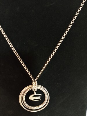 JUST CAVALLI DESIGNER SILVER CIRCULAR NECKLACE SIGNED NWOT