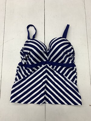 Venus Womens Blue White Striped Bikini Top Size 14