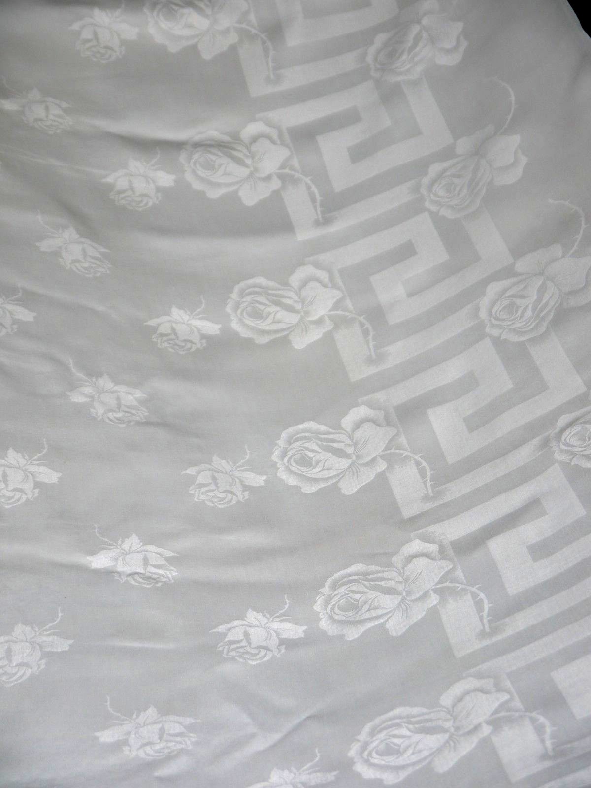 Vintage White Damask Linen 70