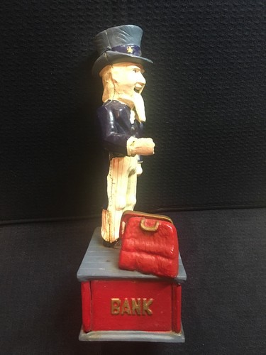 Vintage Cast Iron Uncle Sam Mechanical Bank