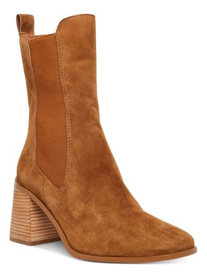 Женские коричневые кожаные ботинки STEVE MADDEN на блочном каблуке с серебристым носком, 10 М