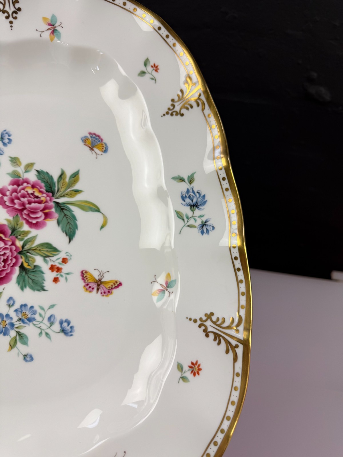 Royal Crown Derby Derby Days A1293 Fluted Carving Serving Platter Plate 15″ 1st