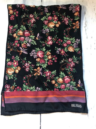 Vintage Bill Blass Floral Oblong Scarf 58x11”