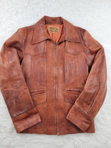 Vtg 60s 70s Leather Jacket Blazer Coat Disco Starsky & Hutch Vtg 60s 70s Leather Jacket Blazer Coat Disco Starsky & Hutch