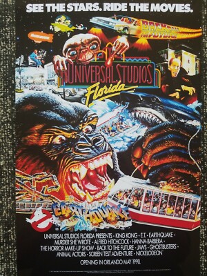 Universal Studios King Kong ET Jaws Back to the Future Ghostbusters Poster Print