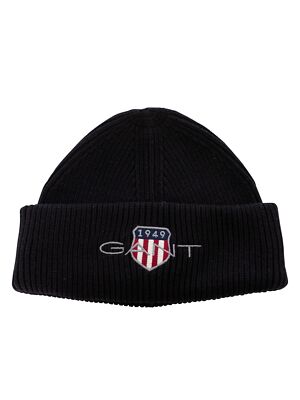 

Мужская хлопковая шапка GANT Archive Shield, черная, Черный, 9910029-5