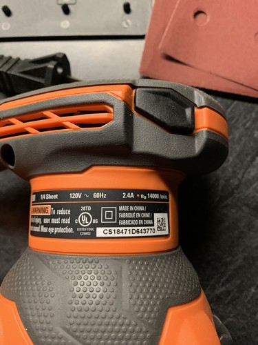 NEW Ridgid 2.4 Amp 1/4 Sheet Sander with AIRGUARD Technology R2501