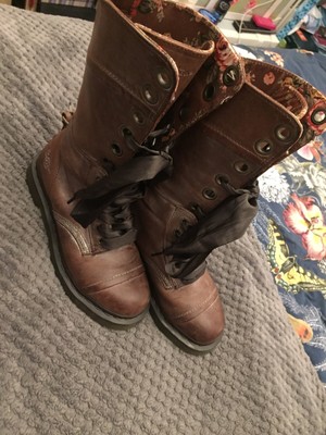 brown floral doc martens