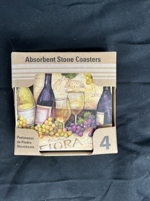 Counter Art Absorbent Stone Coaster Set of 4 Wine Crate Made in USA NIB