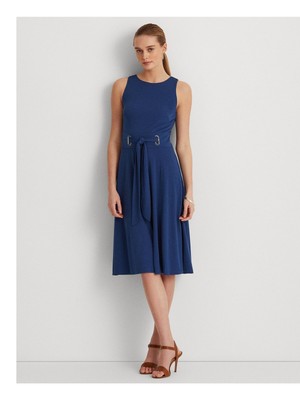 

RALPH LAUREN Женское синее платье без рукавов со скрытым поясом и люверсами, Синий