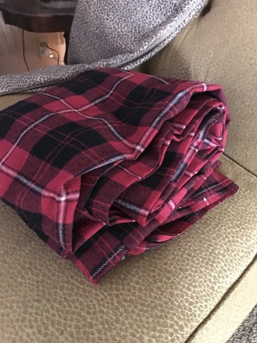 Vintage Fabric Red Windowpane Plaid Flannel 7 Yards