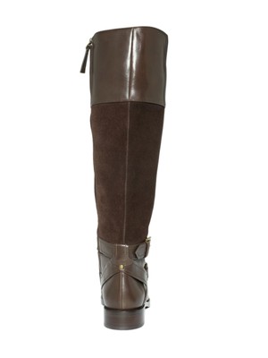 Pre-owned Joan & David Womens Brown Strapped Zadarah Block Heel Leather Riding Boot 5.5 M