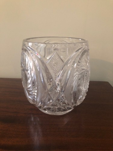 Amazing Antique Unique Rare Size 6.5 X 6 Cut Glass Oval Vase