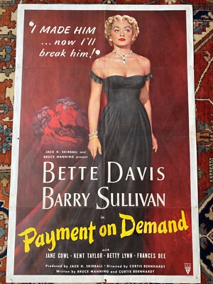 PAYMENT ON DEMAND Original 1-Sheet Movie Poster BETTE DAVIS 1951