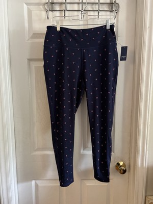 crown ivy leggings Large Blue Pink Hearts Mid Rise Ankle Length NWT