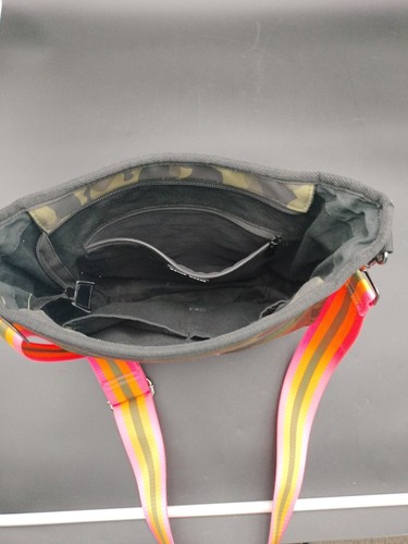 Haute Shores Blake Showoff Crossbody Bag Camo Green Pink Orange Stripe 11"x12" View 6