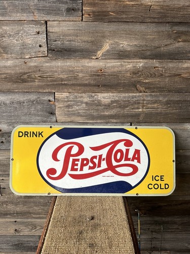 80's U.S.A vintage PEPSI COLA ペプシ サイン 看板 Vintage Pepsi-Cola Sign Pepsi Porcelain Sign Kick Plate Sign