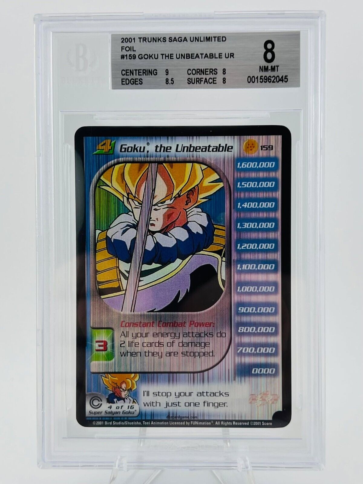 1x DBZ CCG GOKU UNBEATABLE LV4 ULTRA RARE 159 TRUNKS SAGA 1x DBZ CCG GOKU UNBEATABLE LV4 ULTRA RARE 159 TRUNKS SAGA
