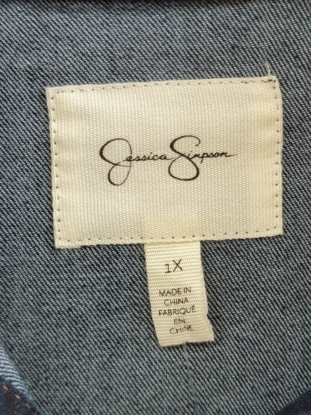 Jessica Simpson Trendy Plus Size Pixie Long Sleeve Denim Jacket Women's 1X Sevy - Picture 12 of 19