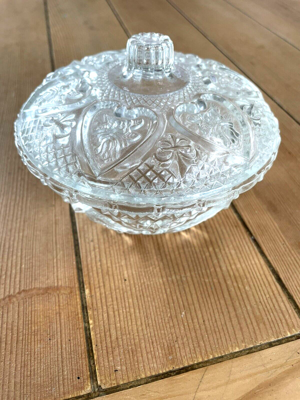 Sucrier BonbonniÃ¨Re BoÃ®Te Verre SculptÃ© CiselÃ© Rond