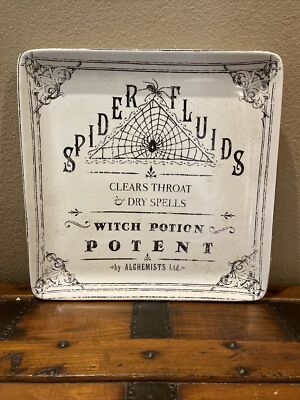 222 Fifth Halloween Large Serving Platter Spider Witch Potion New