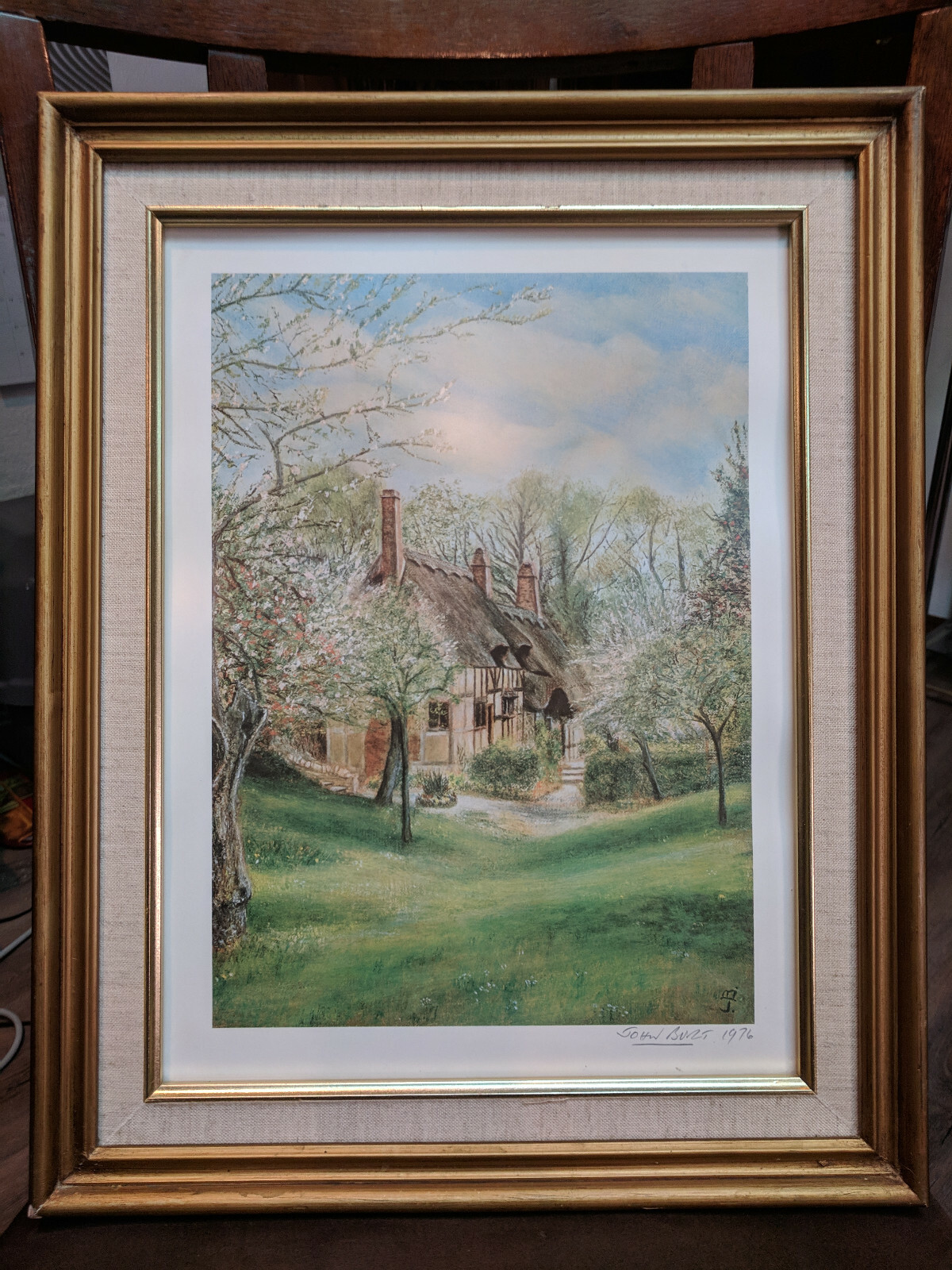版画 John Burt Anne Hathaway's Cottage Anne Hathaways Cottage Print by John Burt 1976 HAND Signed