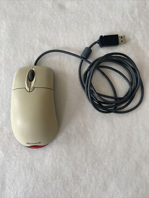 Microsoft Wheel Mouse Optical USB PS/2 Compatible Wired Vintage Tested & Works