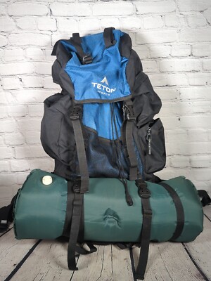 TETON Sports Explorer 4000 Backpacking  Backpack Blue with Inflatable Mattress