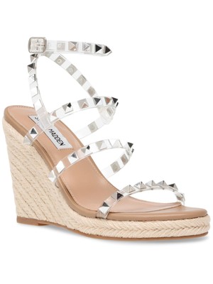 

STEVE MADDEN Женские прозрачные эспадрильи на танкетке Maici с круглым носком и шипами, Ясный, MAIC01S1
