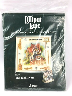 Anchor Lilliput Lane The Right Note Counted Cross Stitch Picture Kit  LL208 Vtg