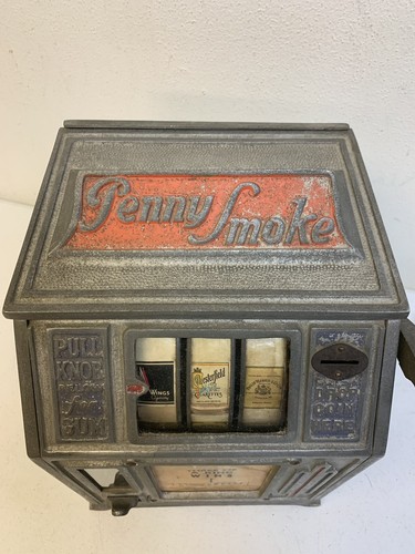 Antique 1 Cent penny smoke Dandy Vendor Trade Stimulator Slot Machine Coin Op