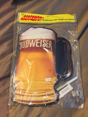 NIP VINTAGE BUDWEISER ERASABOARD AMBASSADOR/HALLMARK WITH PEN & MOUNTS 13'' X 9''